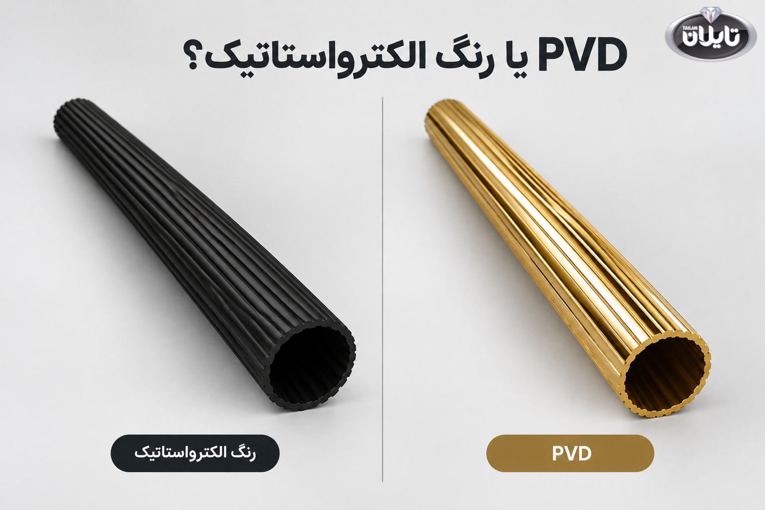 تفاوت آبکاری PVD با رنگ الکترواستاتیک